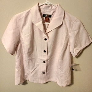 La Cabana women's pink button up short sleeve shir